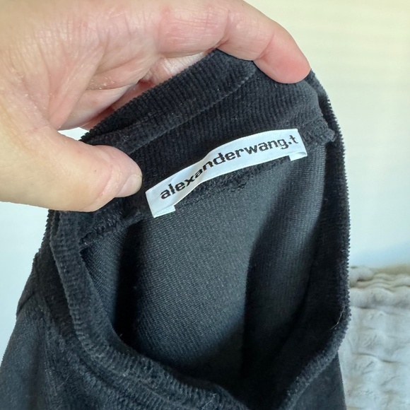 T by Alexander Wang Corduroy Cropped Logo Elastic Top in Black Small - Picture 5 of 5